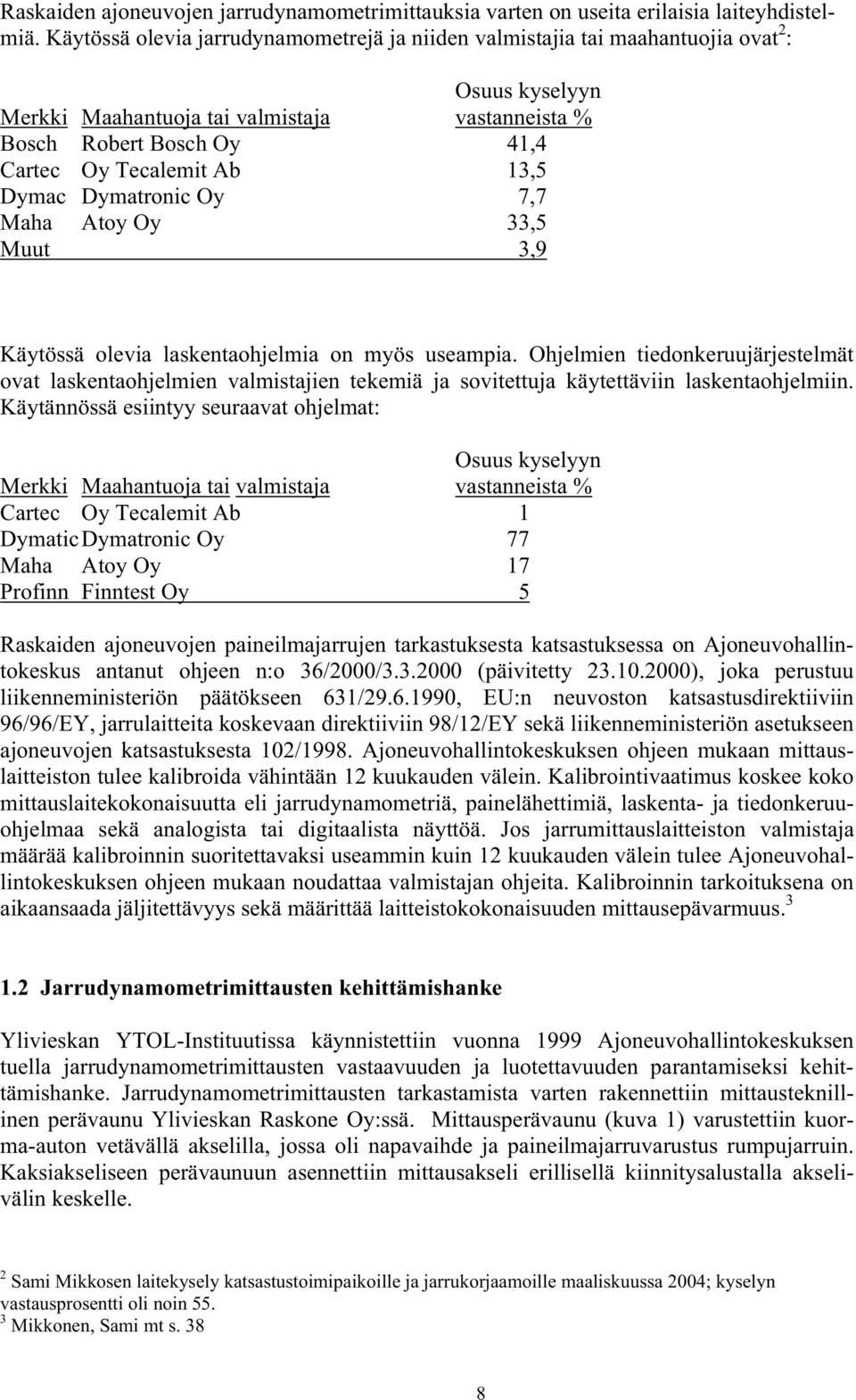 13,5 Dymac Dymatronic Oy 7,7 Maha Atoy Oy 33,5 Muut 3,9 Käytössä olevia laskentaohjelmia on myös useampia.