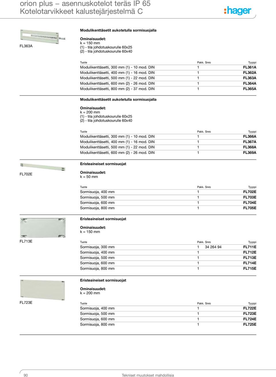DIN 1 FL364A Modulikenttäsetti, 800 mm (2) - 37 mod.