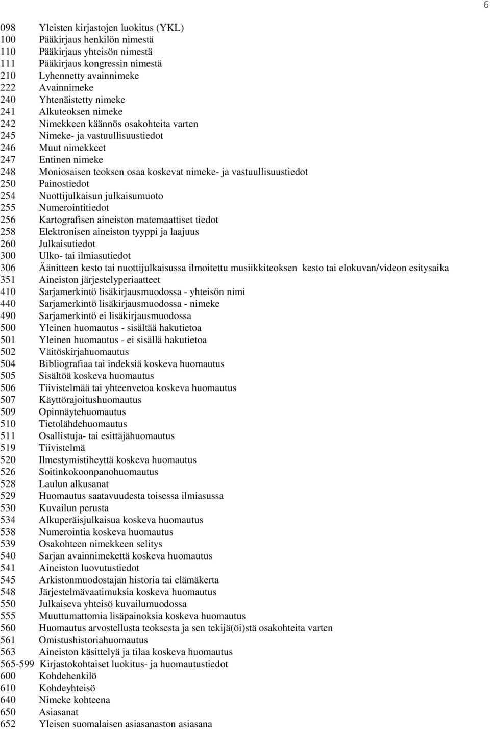 Pinostieot 254 Nuottijulkisun julkisumuoto 255 Numerointitieot 256 Krtogrfisen ineiston mtemttiset tieot 258 Elektronisen ineiston tyyppi j ljuus 260 Julkisutieot 300 Ulko- ti ilmisutieot 306
