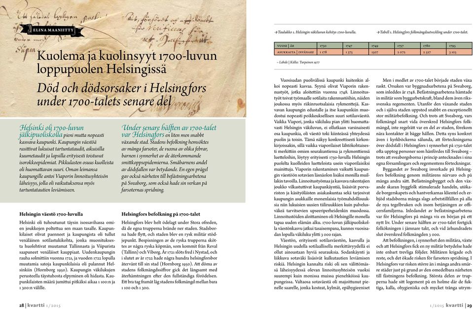 Kaupungin väestöä rasittivat lukuisat tartuntataudit, aikuisilla kuumetaudit ja lapsilla erityisesti toistuvat isorokkoepidemiat. Pikkulasten osuus kuolleista oli huomattavan suuri.