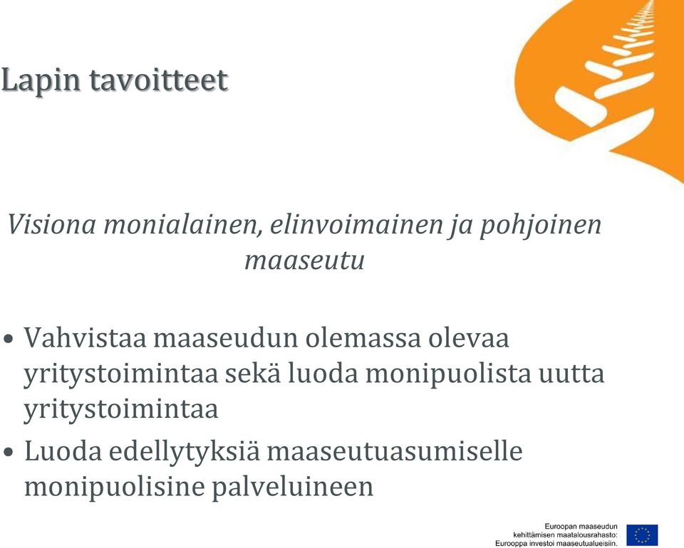 yritystoimintaa sekä luoda monipuolista uutta