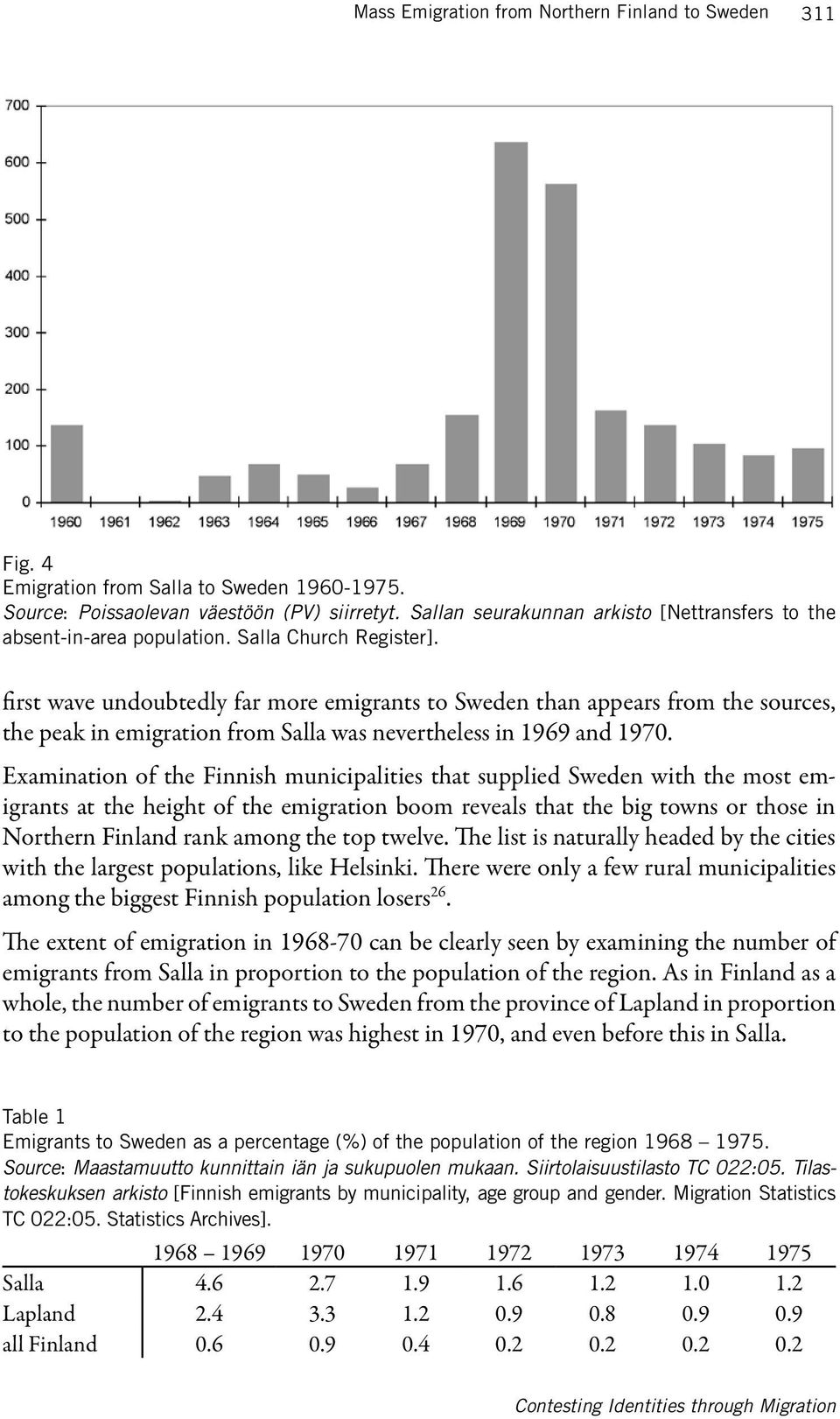 first wave undoubtedly far more emigrants to Sweden than appears from the sources, the peak in emigration from Salla was nevertheless in 1969 and 1970.