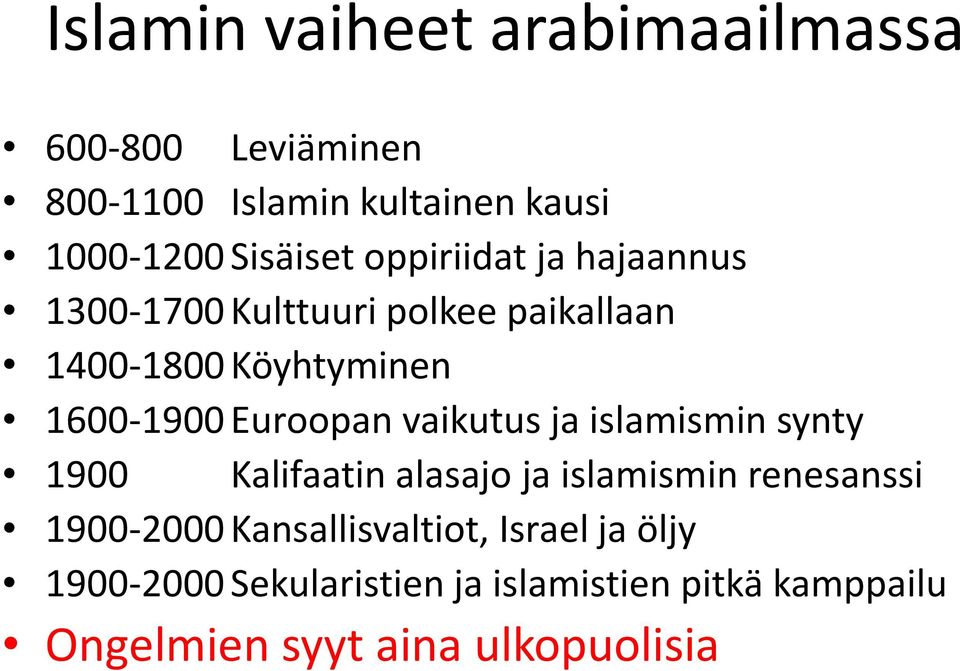 vaikutus ja islamismin synty 1900 Kalifaatin alasajo ja islamismin renesanssi 1900-2000