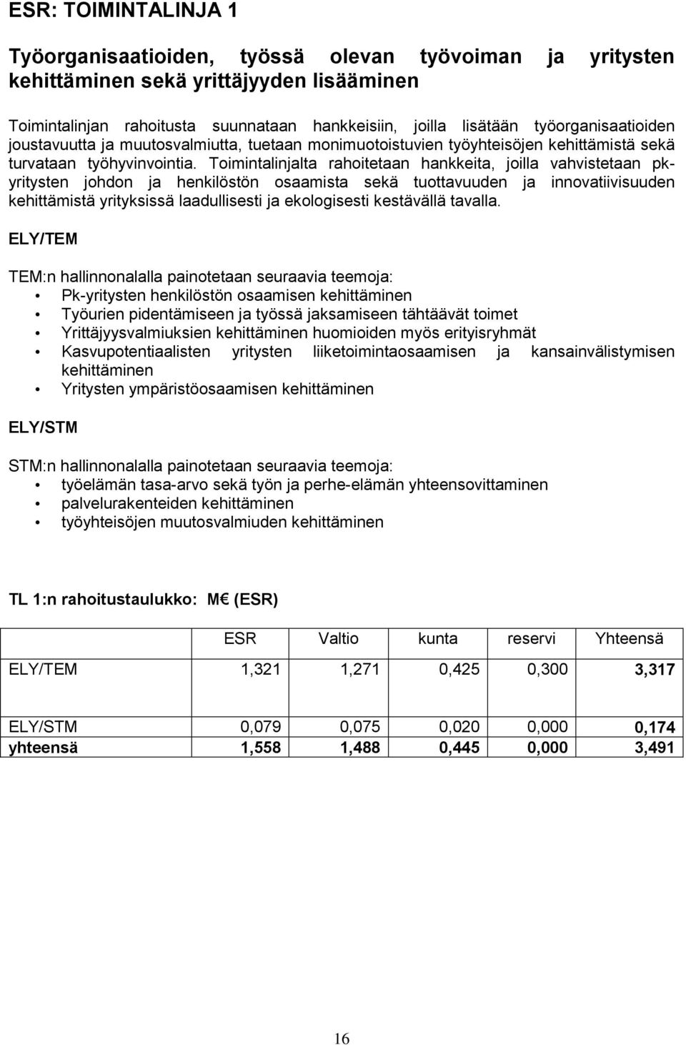 Toimintalinjalta rahoitetaan hankkeita, joilla vahvistetaan pkyritysten johdon ja henkilöstön osaamista sekä tuottavuuden ja innovatiivisuuden kehittämistä yrityksissä laadullisesti ja ekologisesti