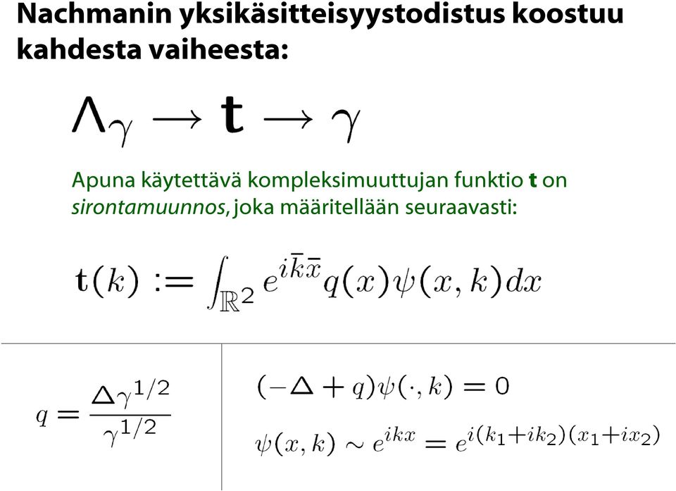 käytettävä kompleksimuuttujan funktio t