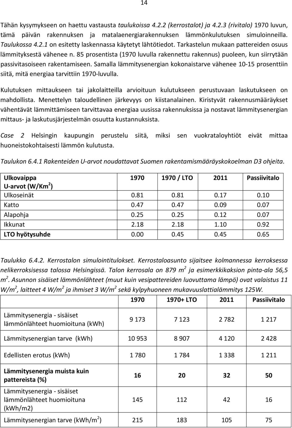 85 prosentista (1970 luvulla rakennettu rakennus) puoleen, kun siirrytään passivitasoiseen rakentamiseen.