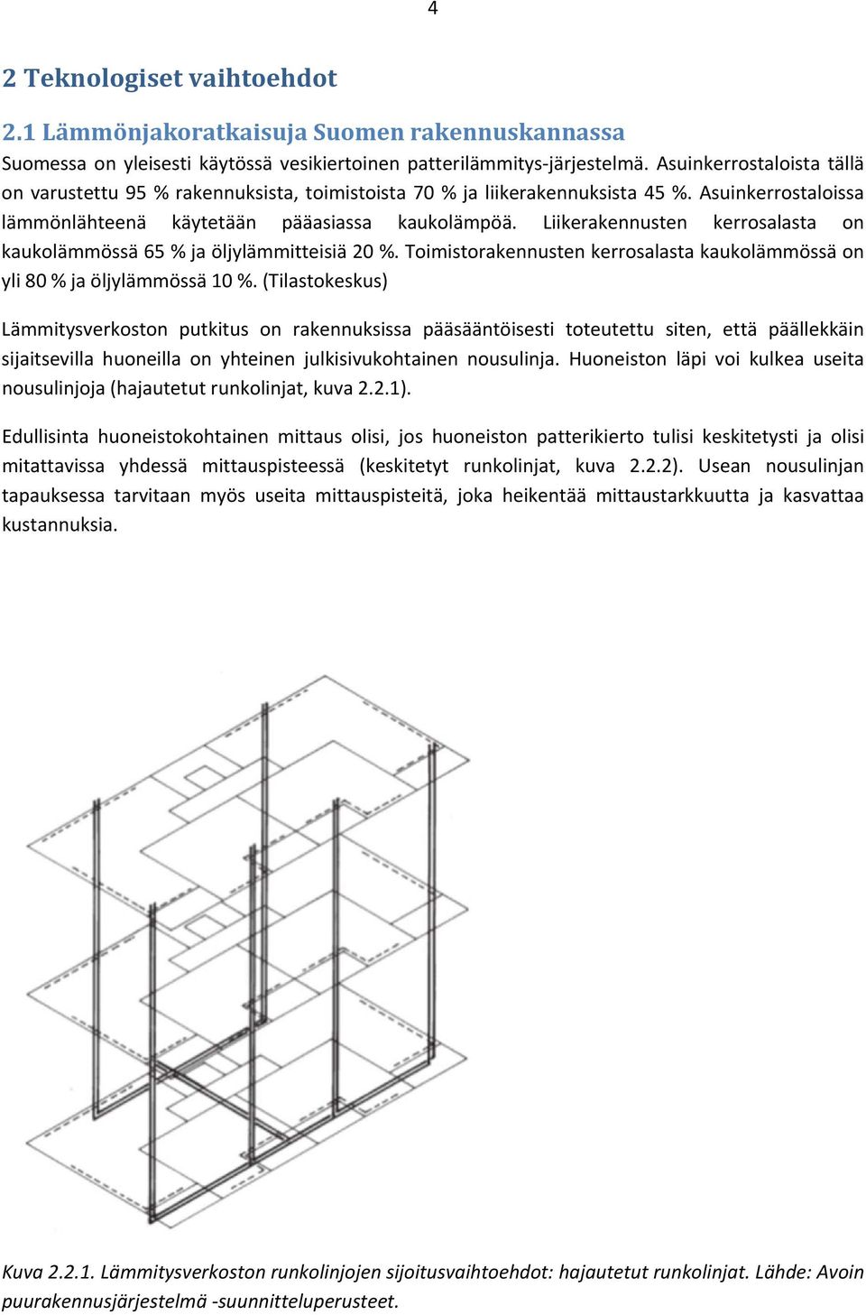 Liikerakennusten kerrosalasta on kaukolämmössä 65 % ja öljylämmitteisiä 20 %. Toimistorakennusten kerrosalasta kaukolämmössä on yli 80 % ja öljylämmössä 10 %.