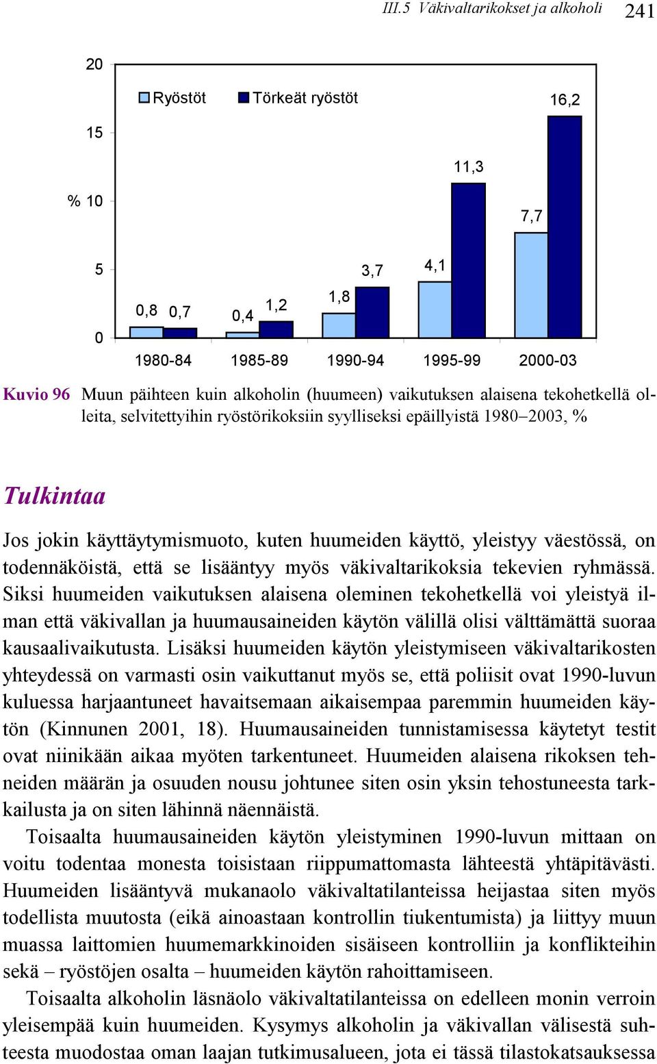 todennäköistä, että se lisääntyy myös väkivaltarikoksia tekevien ryhmässä.