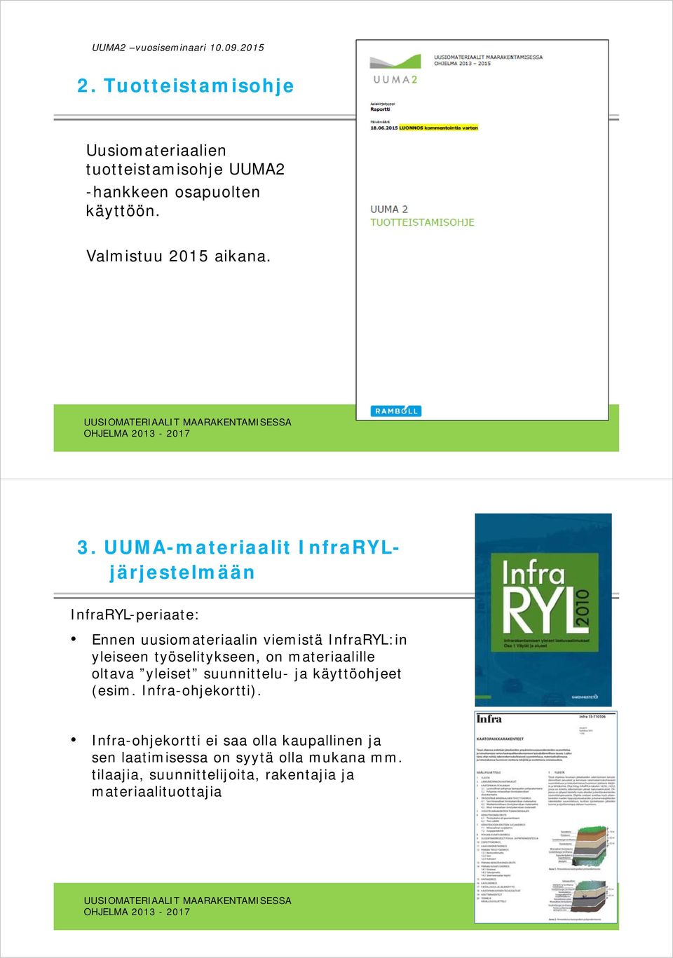 UUMA-materiaalit InfraRYLjärjestelmään InfraRYL-periaate: Ennen uusiomateriaalin viemistä InfraRYL:in yleiseen