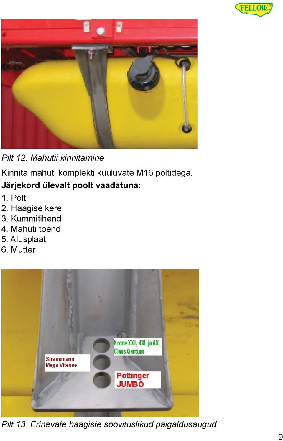 poltidega. Järjekord ülevalt poolt vaadatuna: 1. Polt 2.