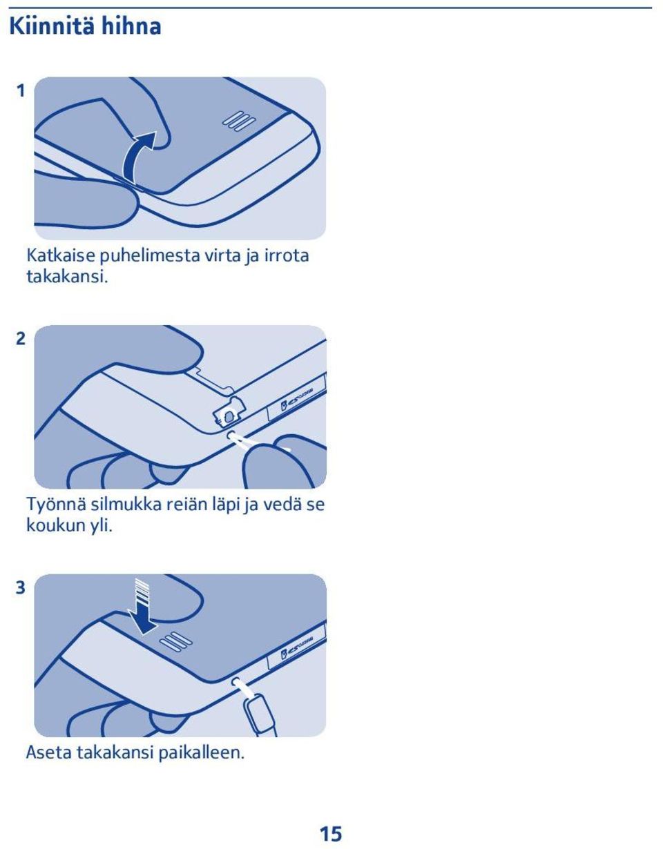 2 Työnnä silmukka reiän läpi ja vedä