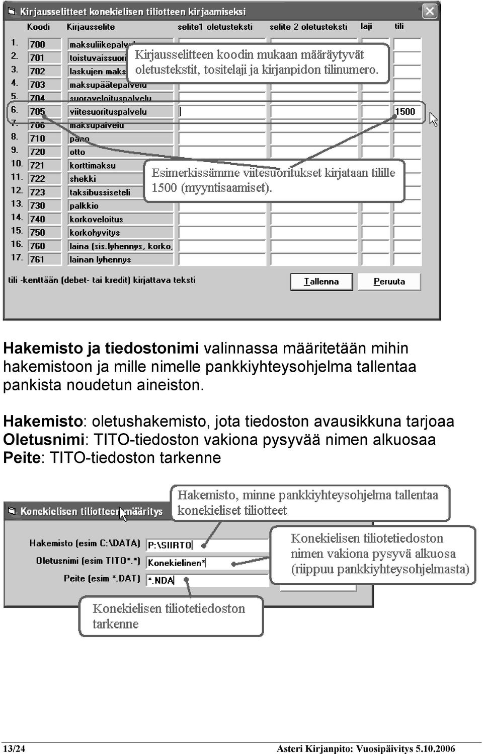 Hakemisto: oletushakemisto, jota tiedoston avausikkuna tarjoaa Oletusnimi: