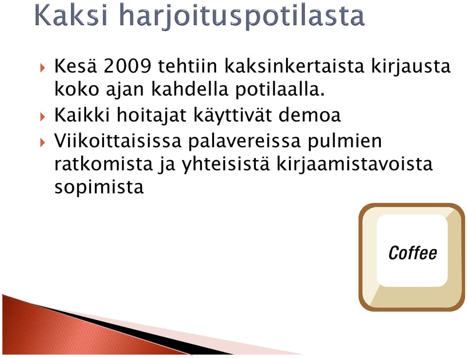 Kaikki hoitajat käyttivät demoa Viikoittaisissa