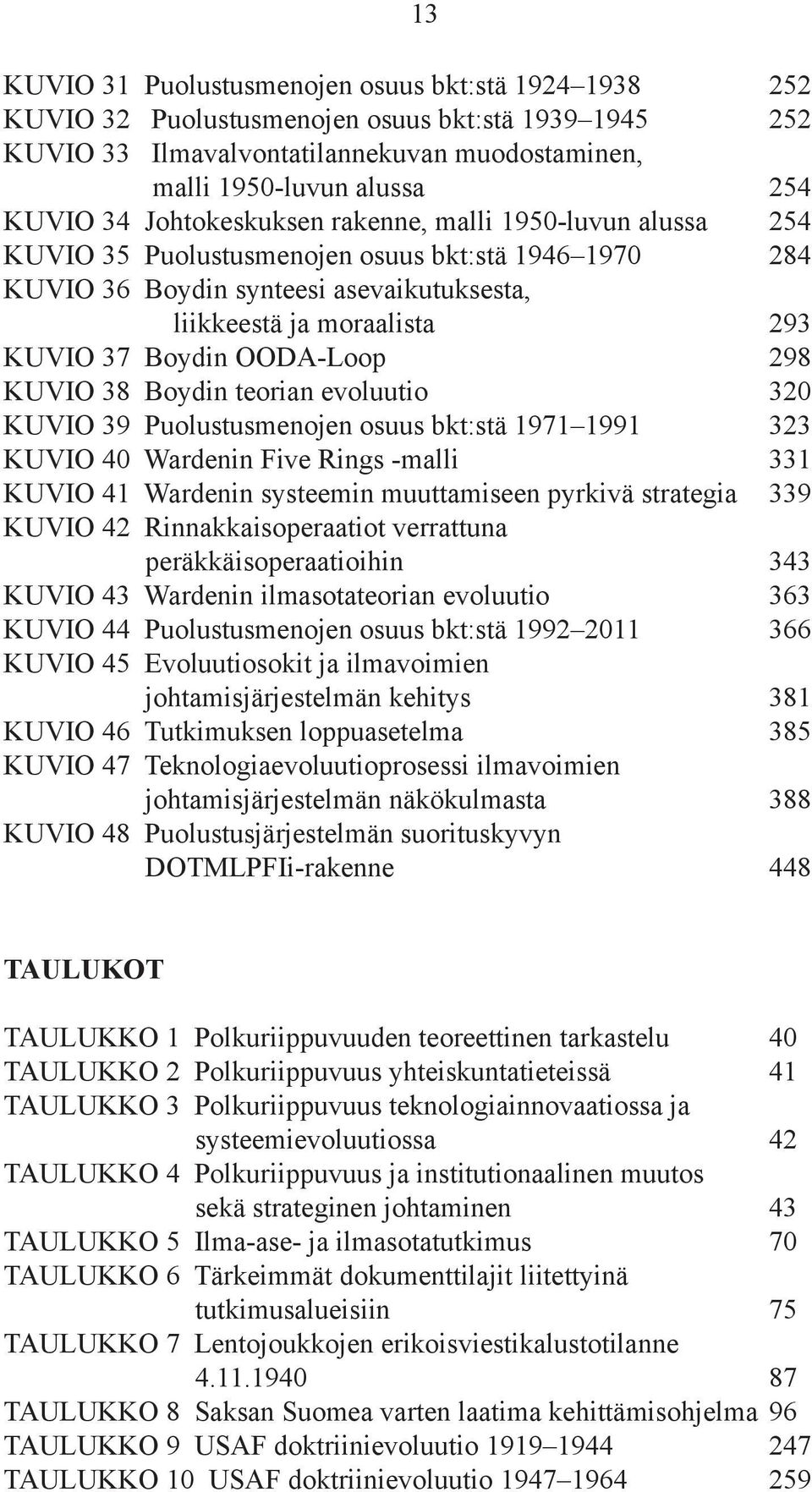 ooda-loop 298 KUvIo 38 Boydin teorian evoluutio 320 KUvIo 39 puolustusmenojen osuus bkt:stä 1971 1991 323 KUvIo 40 Wardenin five Rings -malli 331 KUvIo 41 Wardenin systeemin muuttamiseen pyrkivä