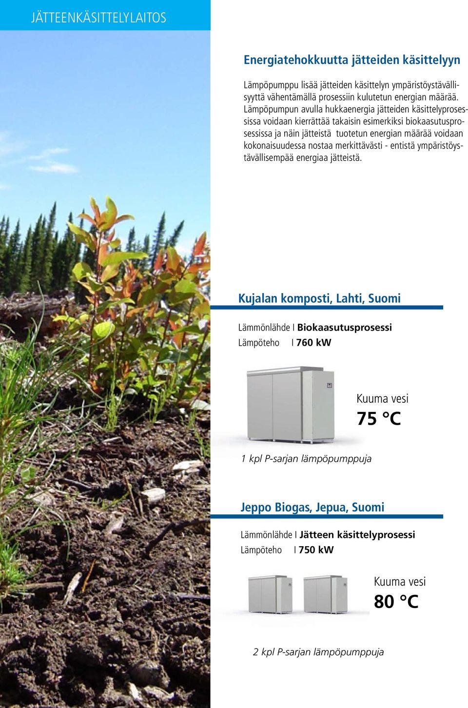 Lämpöpumpun avulla hukkaenergia jätteiden käsittelyprosessissa voidaan kierrättää takaisin esimerkiksi biokaasutusprosessissa ja näin jätteistä tuotetun energian määrää