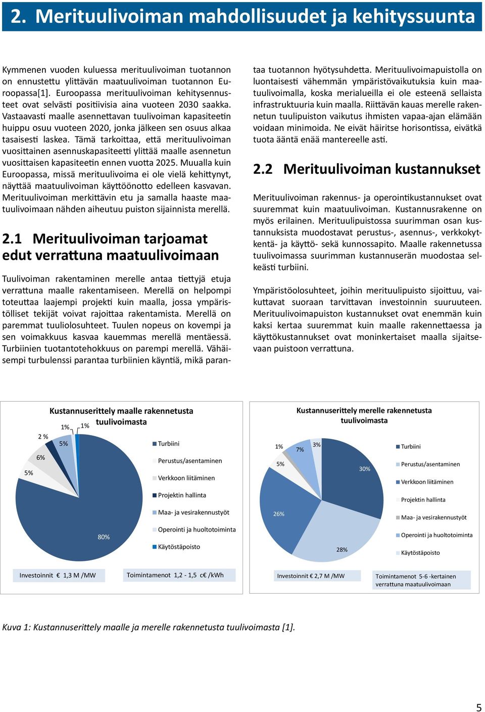 Vastaavasti maalle asennettavan tuulivoiman kapasiteetin huippu osuu vuoteen 2020, jonka jälkeen sen osuus alkaa tasaisesti laskea.