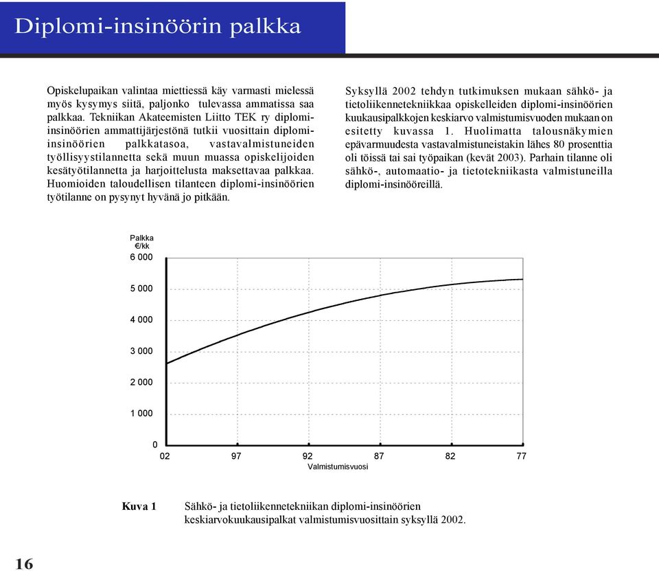 kesätyötilannetta ja harjoittelusta maksettavaa palkkaa. Huomioiden taloudellisen tilanteen diplomi-insinöörien työtilanne on pysynyt hyvänä jo pitkään.