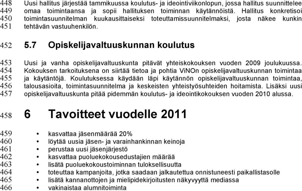 7 Opiskelijavaltuuskunnan koulutus Uusi ja vanha opiskelijavaltuuskunta pitävät yhteiskokouksen vuoden 2009 joulukuussa.