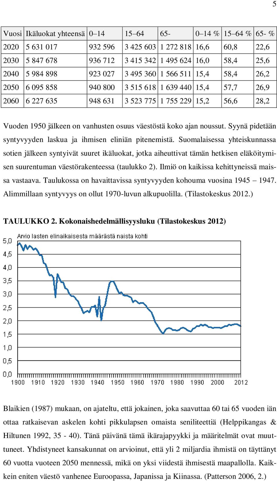 väestöstä koko ajan noussut. Syynä pidetään syntyvyyden laskua ja ihmisen eliniän pitenemistä.