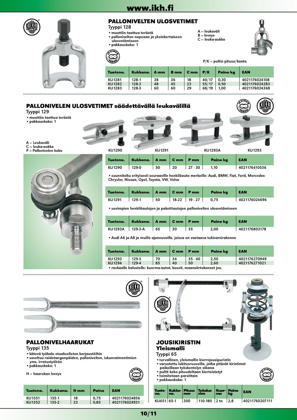 leuka-aukko P = Pallonivelen koko KU1290 KU1291 KU1293A KU1293 A C P KU1290 129-0 50 20 27-30 1,10 4021176410536 suunniteltu erityisesti seuraaville henkilöauto merkeille: Audi, BMW, Fiat, Ford,