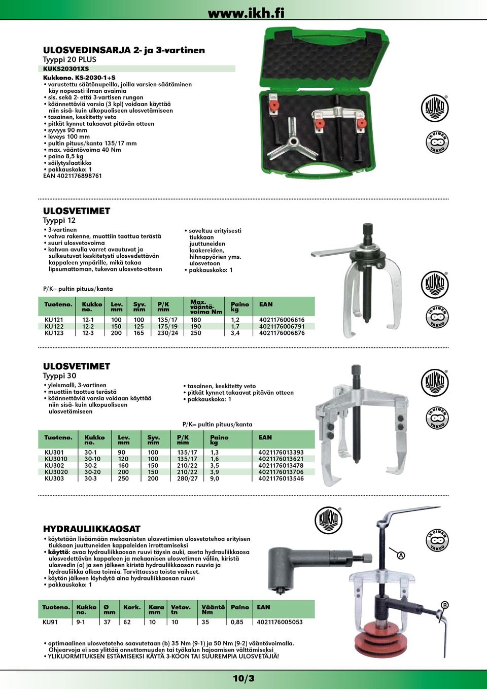 leveys 100 pultin pituus/kanta 135/17 max.