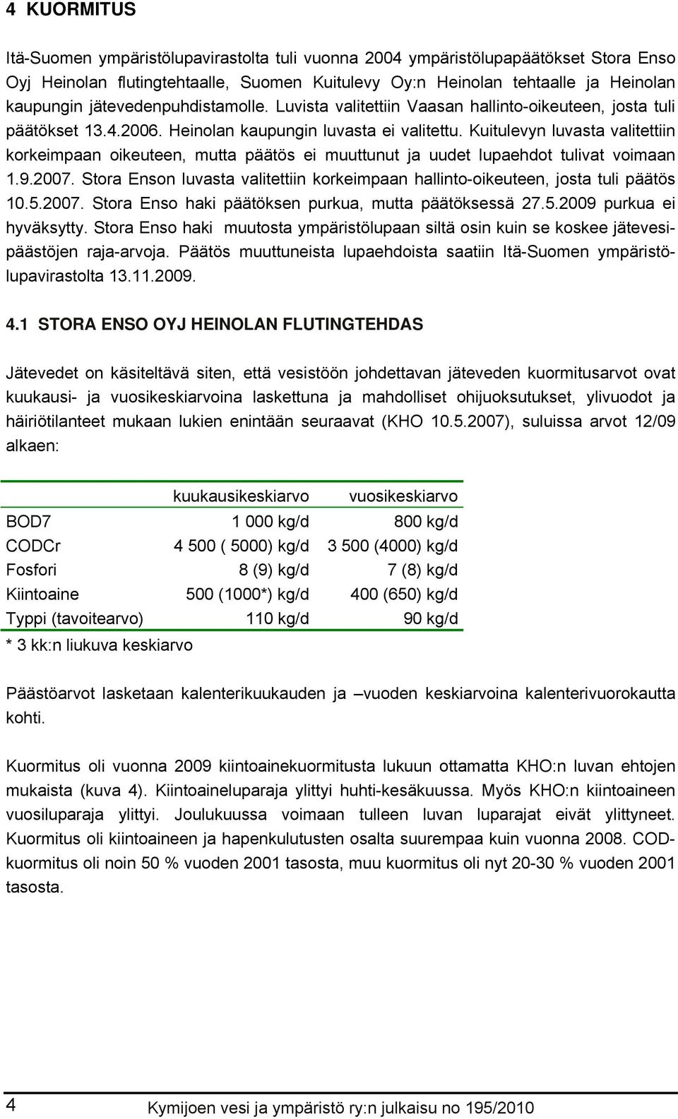 Kuitulevyn luvasta valitettiin korkeimpaan oikeuteen, mutta päätös ei muuttunut ja uudet lupaehdot tulivat voimaan 1.9.27.