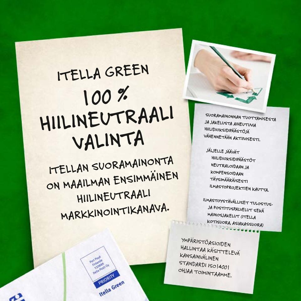 Jäljelle jäävät hiilidioksidipäästöt neutraloidaan ja kompensoidaan täysimääräisesti ilmastoprojektien kautta.