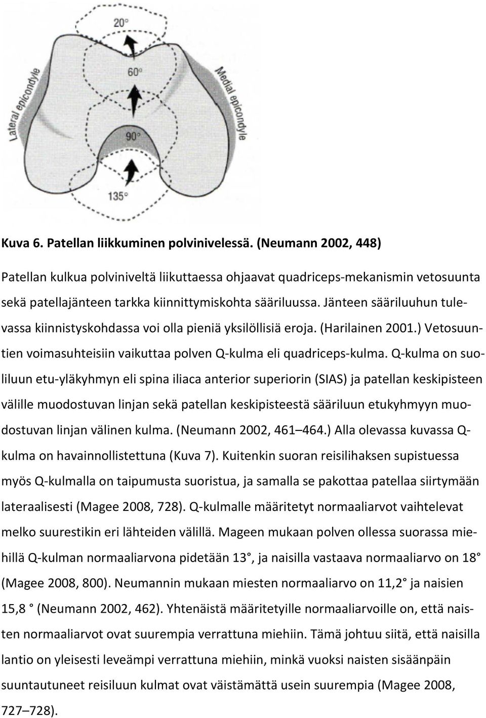 Jänteen sääriluuhun tulevassa kiinnistyskohdassa voi olla pieniä yksilöllisiä eroja. (Harilainen 2001.) Vetosuuntien voimasuhteisiin vaikuttaa polven Q-kulma eli quadriceps-kulma.