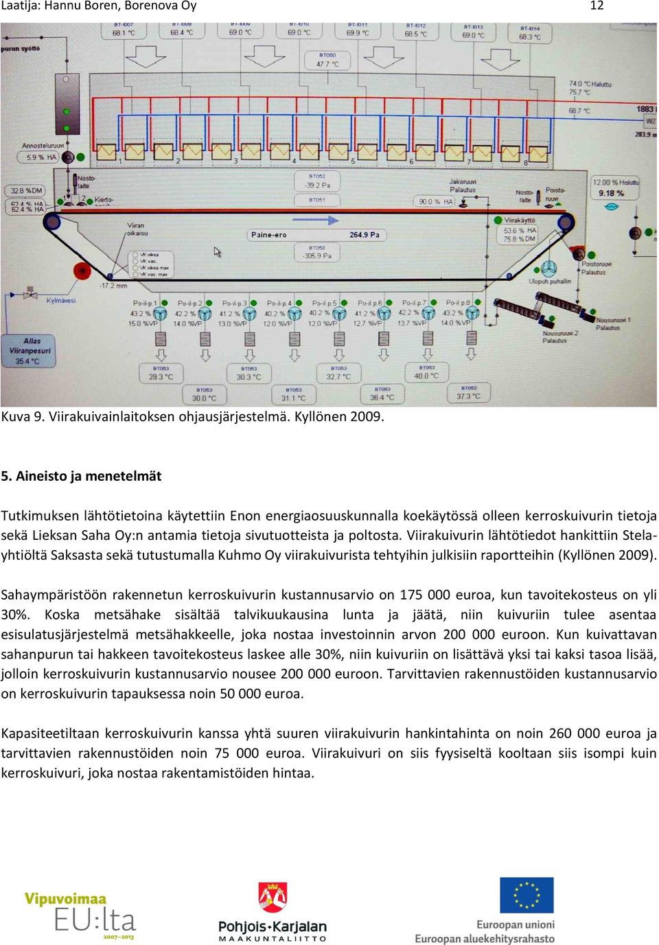 Viirakuivurin lähtötiedot hankittiin Stelayhtiöltä Saksasta sekä tutustumalla Kuhmo Oy viirakuivurista tehtyihin julkisiin raportteihin (Kyllönen 2009).