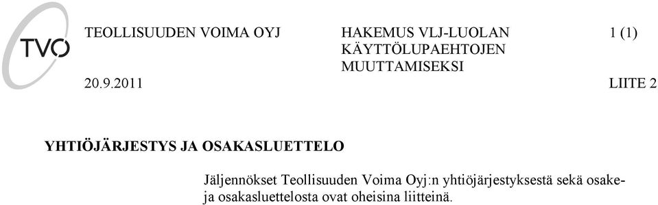 OSAKASLUETTELO Jäljennökset Teollisuuden