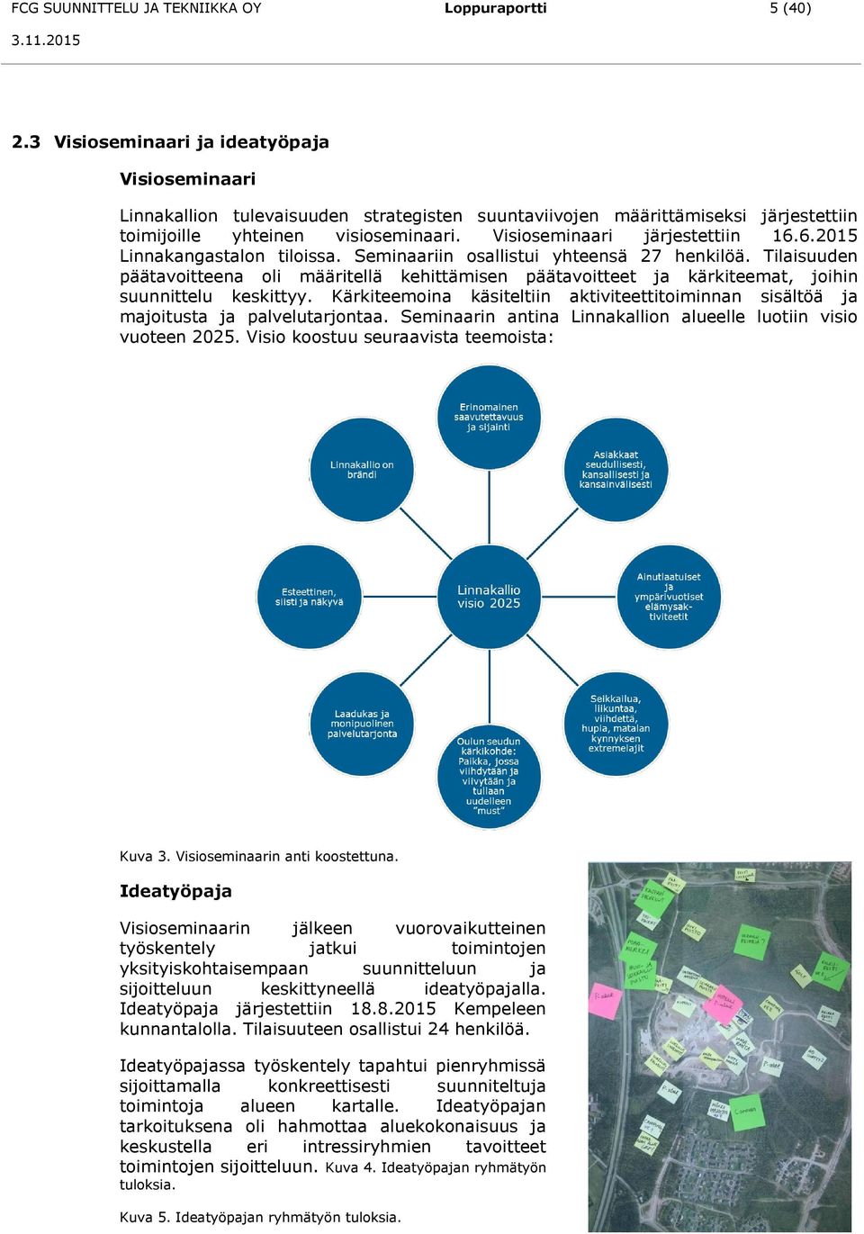 Visioseminaari järjestettiin 16.6.2015 Linnakangastalon tiloissa. Seminaariin osallistui yhteensä 27 henkilöä.