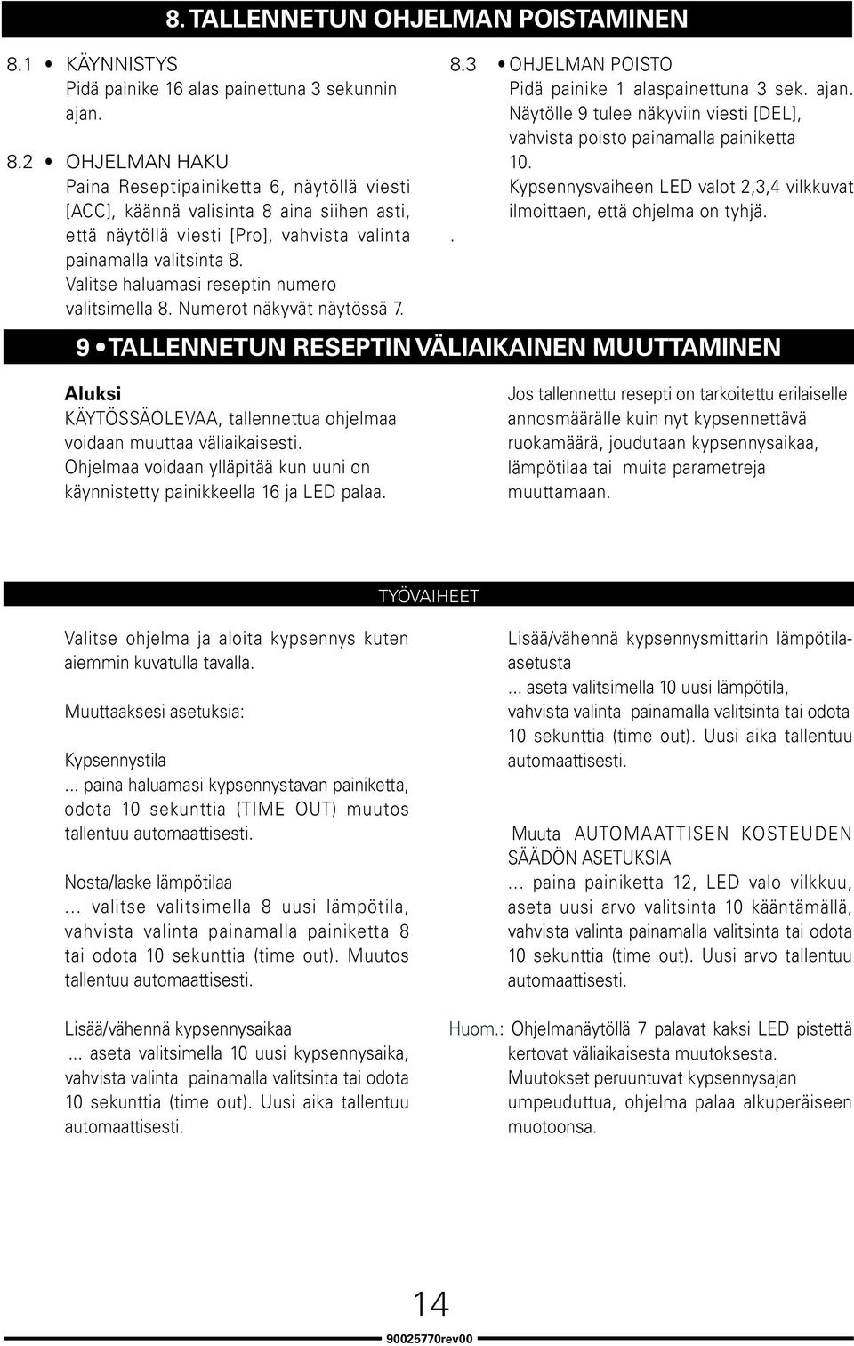 2 OHJELMAN HAKU Paina Reseptipainiketta 6, näytöllä viesti [acc], käännä valisinta 8 aina siihen asti, että näytöllä viesti [Pro], vahvista valinta painamalla valitsinta 8.