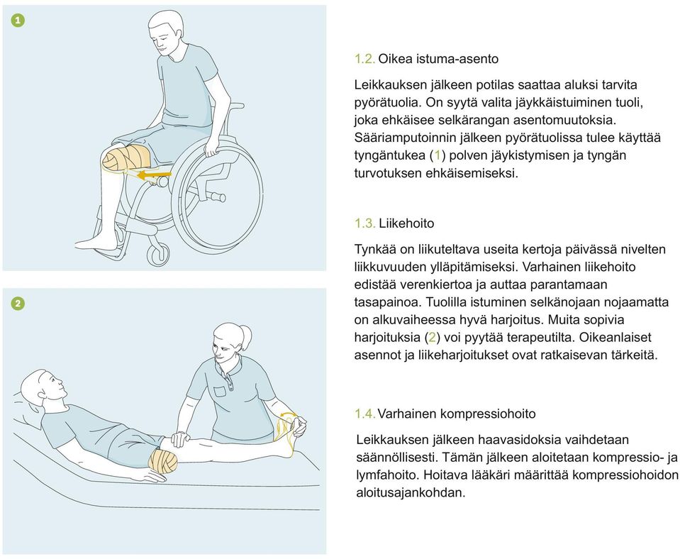 Liikehoito Tynkää on liikuteltava useita kertoja päivässä nivelten liikkuvuuden ylläpitämiseksi. Varhainen liikehoito edistää verenkiertoa ja auttaa parantamaan tasapainoa.