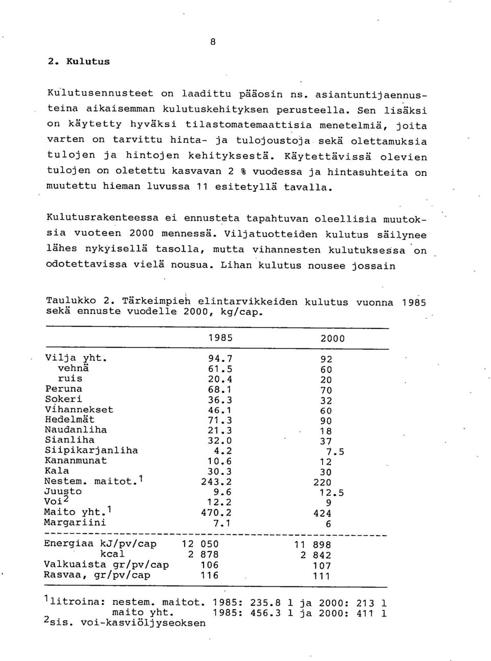 Käytettävissä olevien tulojen on oletettu kasvavan 2 % vuodessa ja hintasuhteita on muutettu hieman luvussa 11 esitetyllä tavalla.