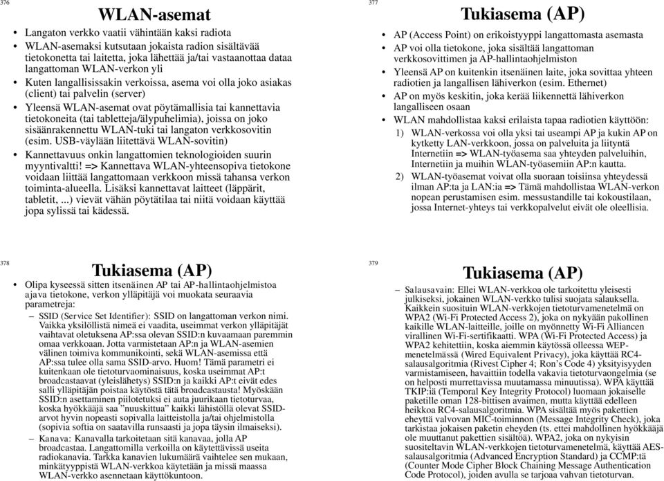 tabletteja/älypuhelimia), joissa on joko sisäänrakennettu WLAN-tuki tai langaton verkkosovitin (esim.