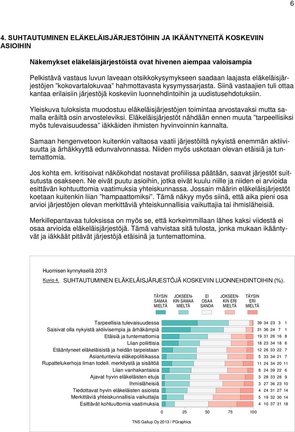 Yleiskuva tuloksista muodostuu eläkeläisjärjestöjen toimintaa arvostavaksi mutta samalla eräiltä osin arvosteleviksi.