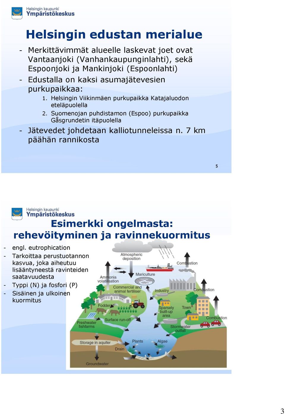 Suomenojan puhdistamon (Espoo) purkupaikka Gåsgrundetin itäpuolella - Jätevedet johdetaan kalliotunneleissa n.