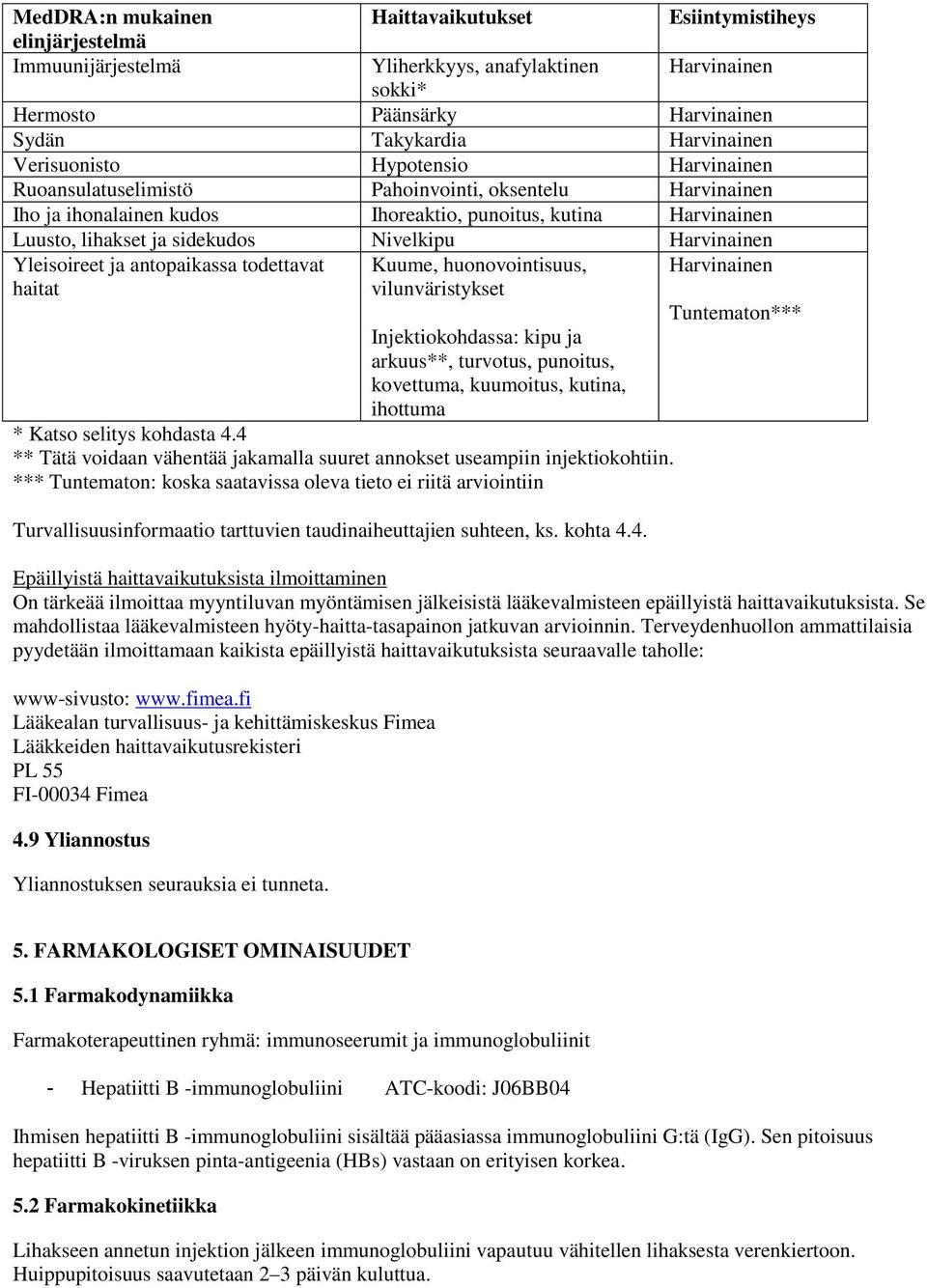 Harvinainen Yleisoireet ja antopaikassa todettavat haitat Kuume, huonovointisuus, vilunväristykset Injektiokohdassa: kipu ja arkuus**, turvotus, punoitus, kovettuma, kuumoitus, kutina, ihottuma *