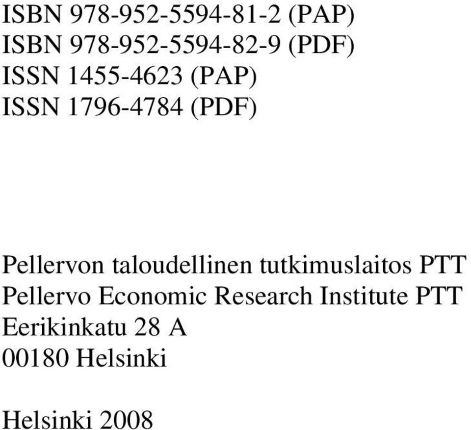 taloudellinen tutkimuslaitos PTT Pellervo Economic