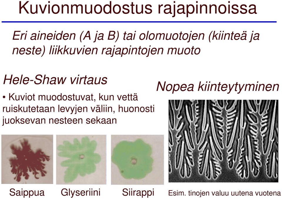 kun vettä ruiskutetaan levyjen väliin, huonosti juoksevan nesteen sekaan