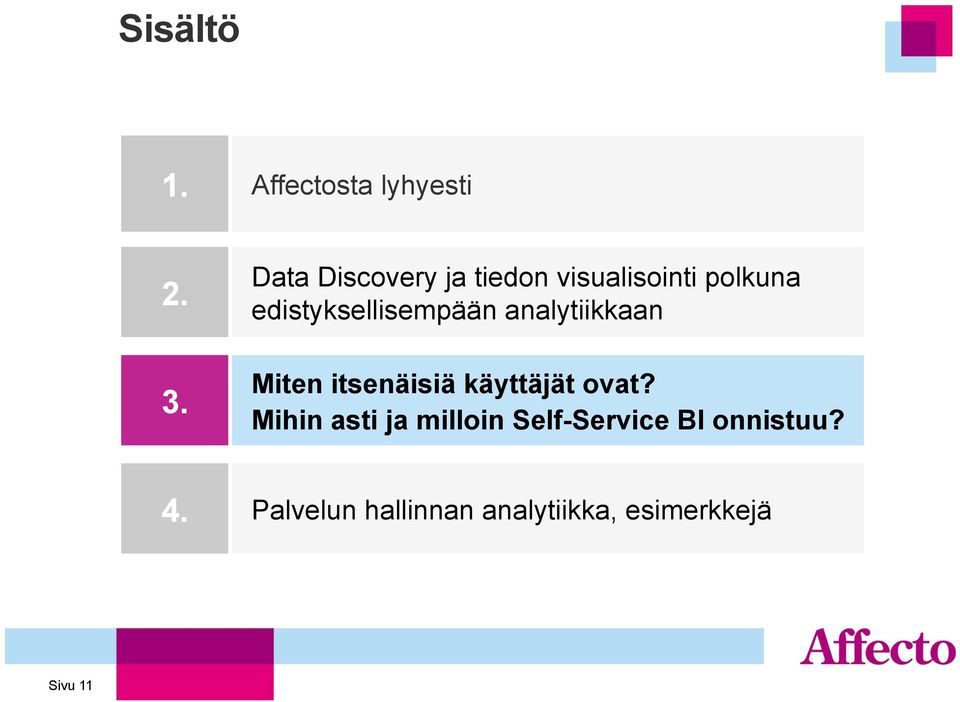 edistyksellisempään analytiikkaan Miten itsenäisiä käyttäjät