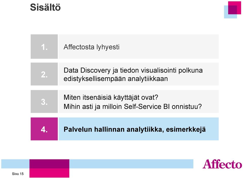 edistyksellisempään analytiikkaan Miten itsenäisiä käyttäjät