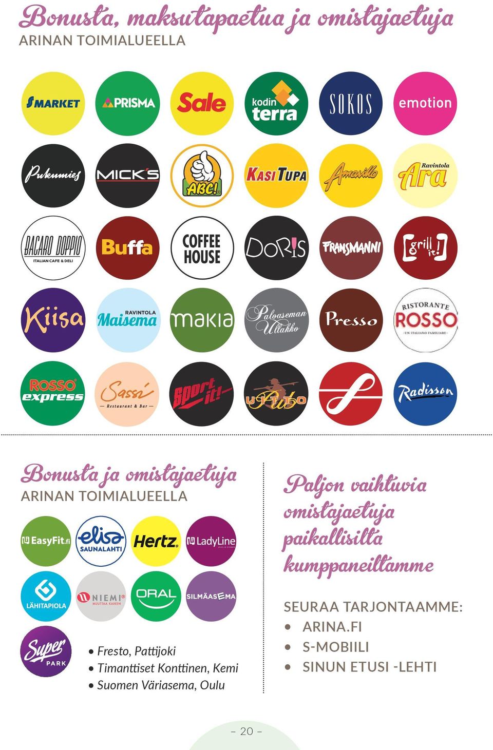 paikallisilta kumppaneiltamme Fresto, Pattijoki Timanttiset Konttinen,
