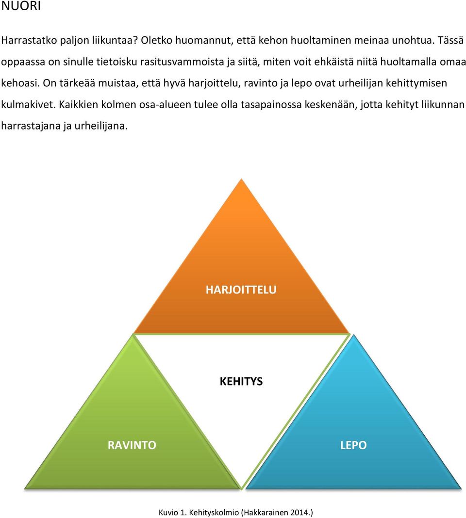 On tärkeää muistaa, että hyvä harjoittelu, ravinto ja lepo ovat urheilijan kehittymisen kulmakivet.