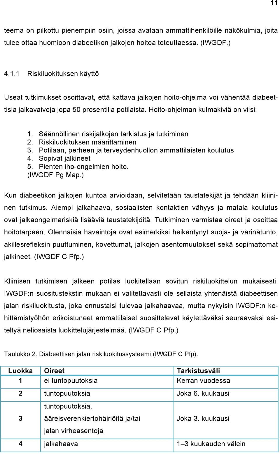 Sopivat jalkineet 5. Pienten iho-ongelmien hoito. (IWGDF Pg Map.) Kun diabeetikon jalkojen kuntoa arvioidaan, selvitetään taustatekijät ja tehdään kliininen tutkimus.