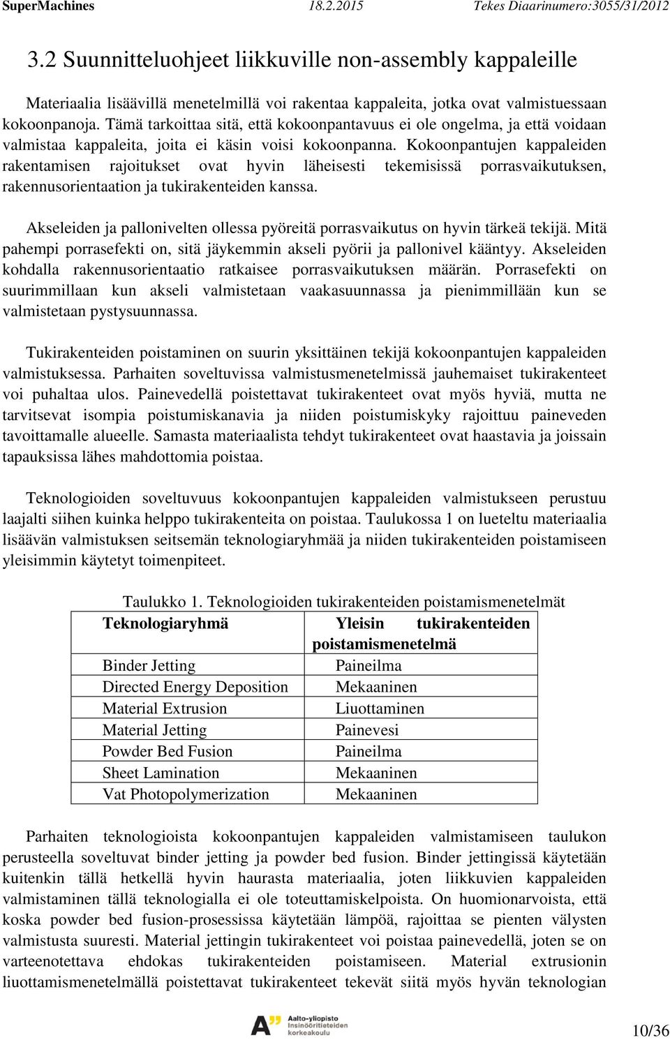 Tämä tarkoittaa sitä, että kokoonpantavuus ei ole ongelma, ja että voidaan valmistaa kappaleita, joita ei käsin voisi kokoonpanna.