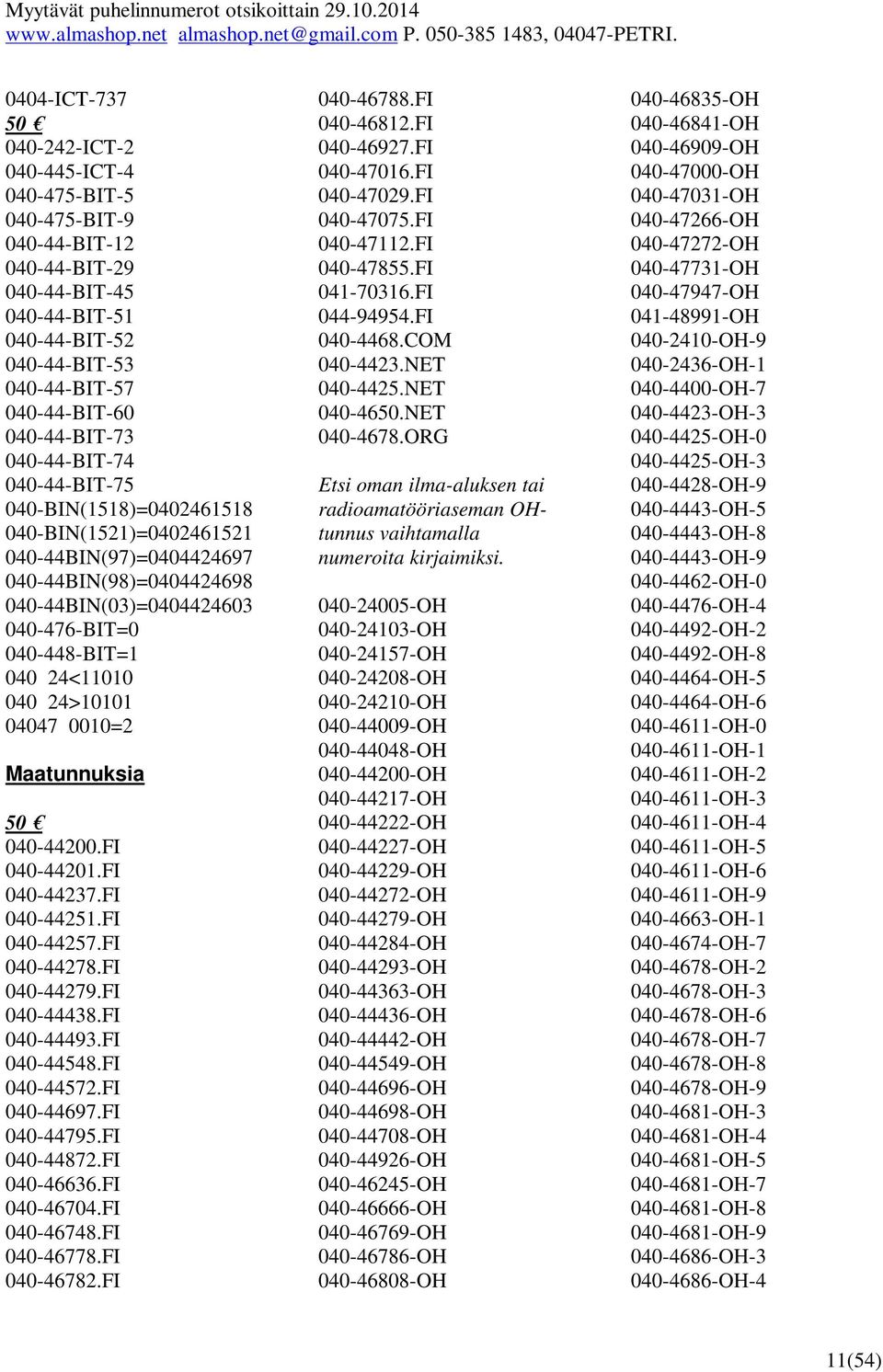 24>10101 04047 0010=2 Maatunnuksia 50 040-44200.FI 040-44201.FI 040-44237.FI 040-44251.FI 040-44257.FI 040-44278.FI 040-44279.FI 040-44438.FI 040-44493.FI 040-44548.FI 040-44572.FI 040-44697.