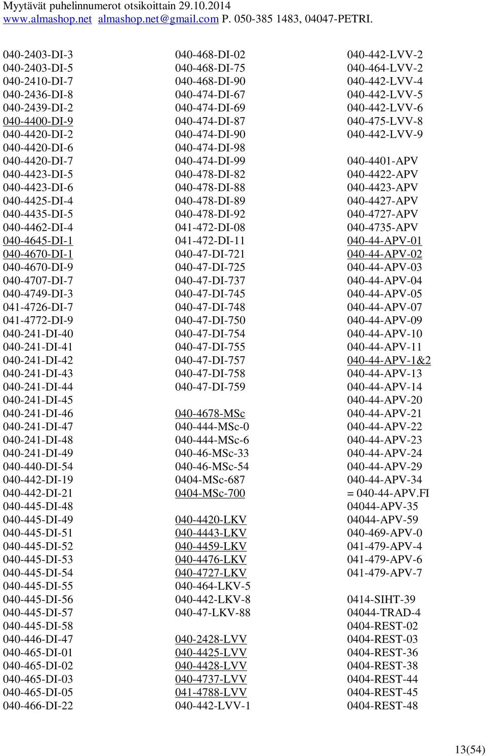 040-241-DI-46 040-241-DI-47 040-241-DI-48 040-241-DI-49 040-440-DI-54 040-442-DI-19 040-442-DI-21 040-445-DI-48 040-445-DI-49 040-445-DI-51 040-445-DI-52 040-445-DI-53 040-445-DI-54 040-445-DI-55