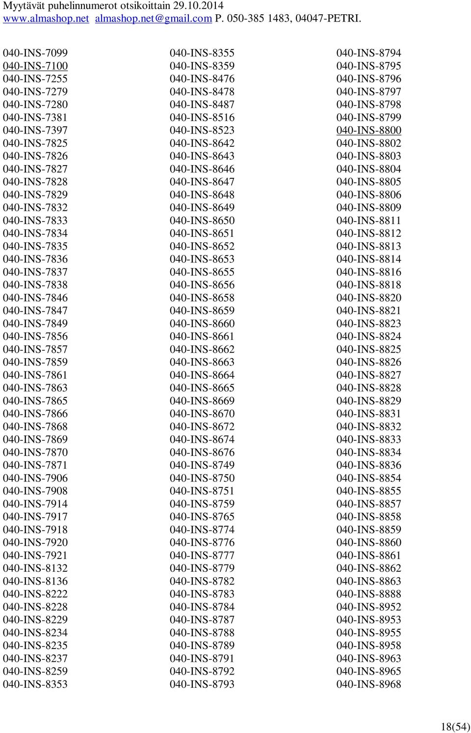 040-INS-7868 040-INS-7869 040-INS-7870 040-INS-7871 040-INS-7906 040-INS-7908 040-INS-7914 040-INS-7917 040-INS-7918 040-INS-7920 040-INS-7921 040-INS-8132 040-INS-8136 040-INS-8222 040-INS-8228