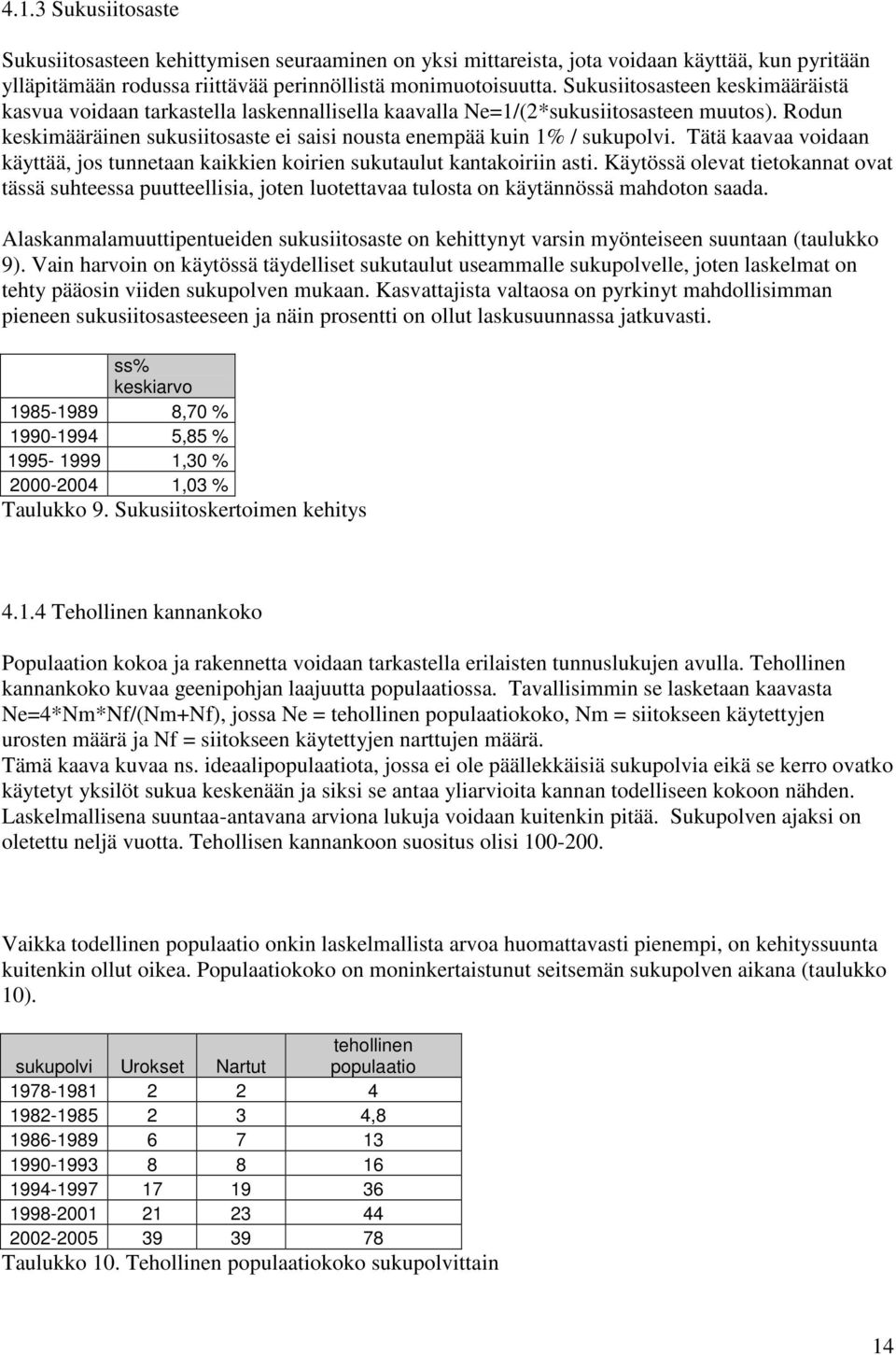 Tätä kaavaa voidaan käyttää, jos tunnetaan kaikkien koirien sukutaulut kantakoiriin asti.